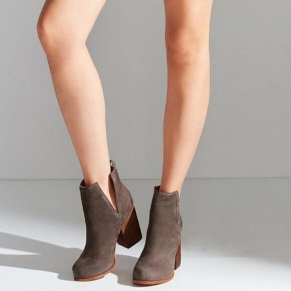 Jeffrey Campbell Oshea Leather Taupe Block Heeled Ankle Booties 10 - Picture 11 of 11